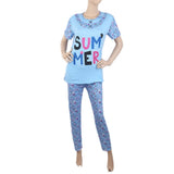Women's 2 Piece Night Suit - Sky Blue, Women, Night Suit, Chase Value, Chase Value