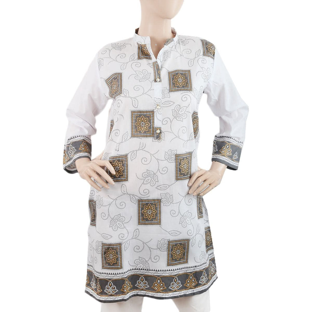 Women's Kurti -1Pc - Cotton- White, Women, Ready Kurtis, Chase Value, Chase Value