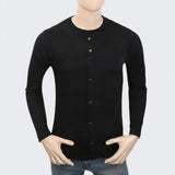 Men's Full Sleeves Fancy Long Placket T-Shirt - Black, Men, T-Shirts And Polos, Chase Value, Chase Value