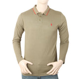 Men's Full Sleeves Polo T-Shirt - Olive Green, Men, T-Shirts And Polos, Chase Value, Chase Value