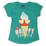 Girls Half Sleeves T-Shirts 4035 - Green, Kids, Girls T-Shirts, Chase Value, Chase Value