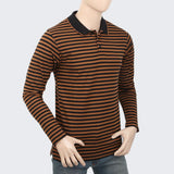 Men's Full Sleeves Y/D Polo T-Shirt - Brown, Men, T-Shirts And Polos, Chase Value, Chase Value