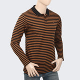 Men's Full Sleeves Y/D Polo T-Shirt - Brown, Men, T-Shirts And Polos, Chase Value, Chase Value