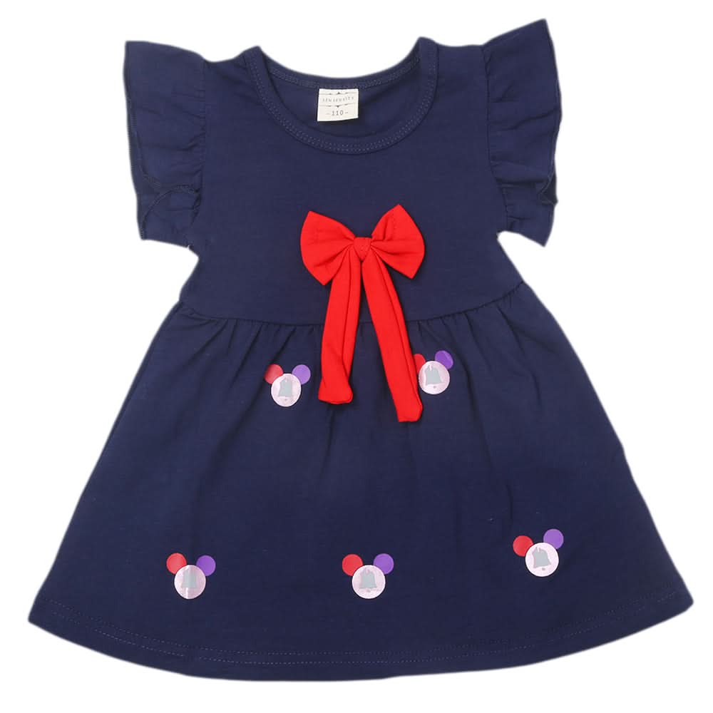 Newborn Girls Half Sleeves Frock - Navy Blue, Kids, Newborn Girls Frocks, Chase Value, Chase Value