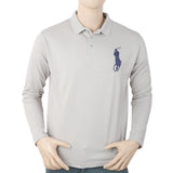 Men's Full Sleeves Polo T-Shirt - Light Grey, Men, T-Shirts And Polos, Chase Value, Chase Value