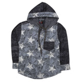 Boys Full Sleeves Casual Hooded Shirt - Grey, Kids, Boys Shirts, Chase Value, Chase Value