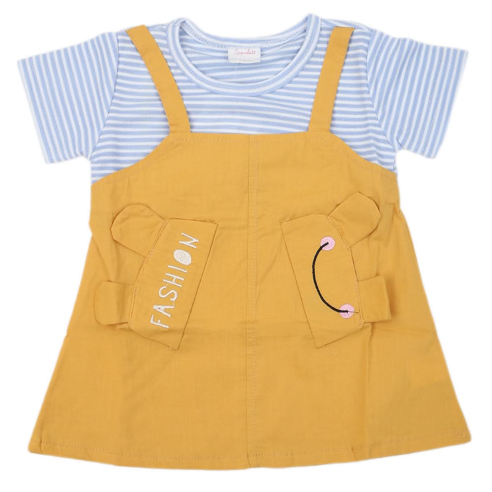Newborn Girls Frock - Mustard, Kids, NB Girls Frocks, Chase Value, Chase Value