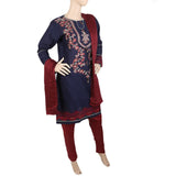 Women's Embroidered Jacquard 03 Pcs Suit - Navy Blue, Women's, Shalwar Suits, Chase Value, Chase Value