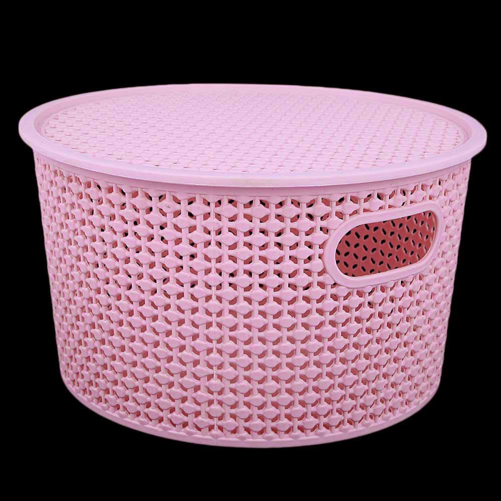 Plastic Basket With Cover - Pink, Home & Lifestyle, Storage Boxes, Chase Value, Chase Value