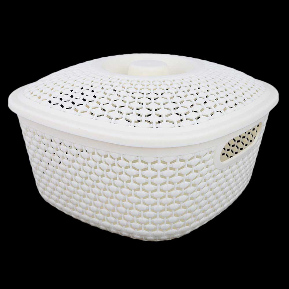 Plastic Basket With Cover - Cream, Home & Lifestyle, Storage Boxes, Chase Value, Chase Value