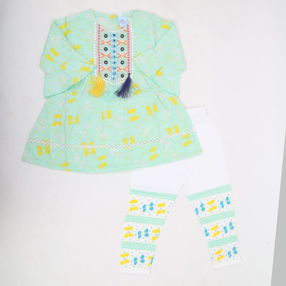 Girls Full Sleeves Tights Suit - Green, Kids, Girls Sets And Suits, Chase Value, Chase Value