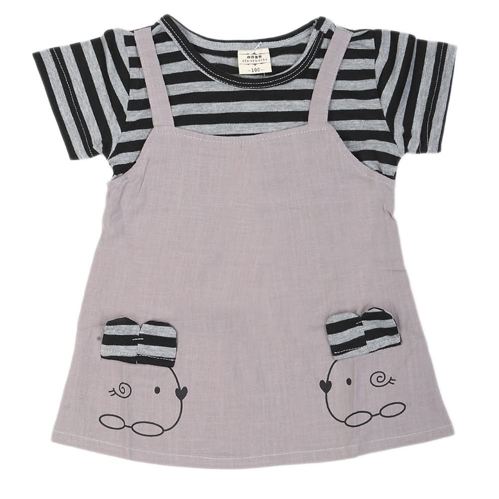 Newborn Girls Frock - Grey, Kids, NB Girls Frocks, Chase Value, Chase Value