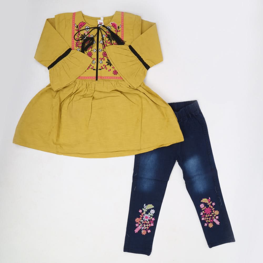 Girls Full Sleeves Suit - Mustard, Kids, Girls Sets And Suits, Chase Value, Chase Value