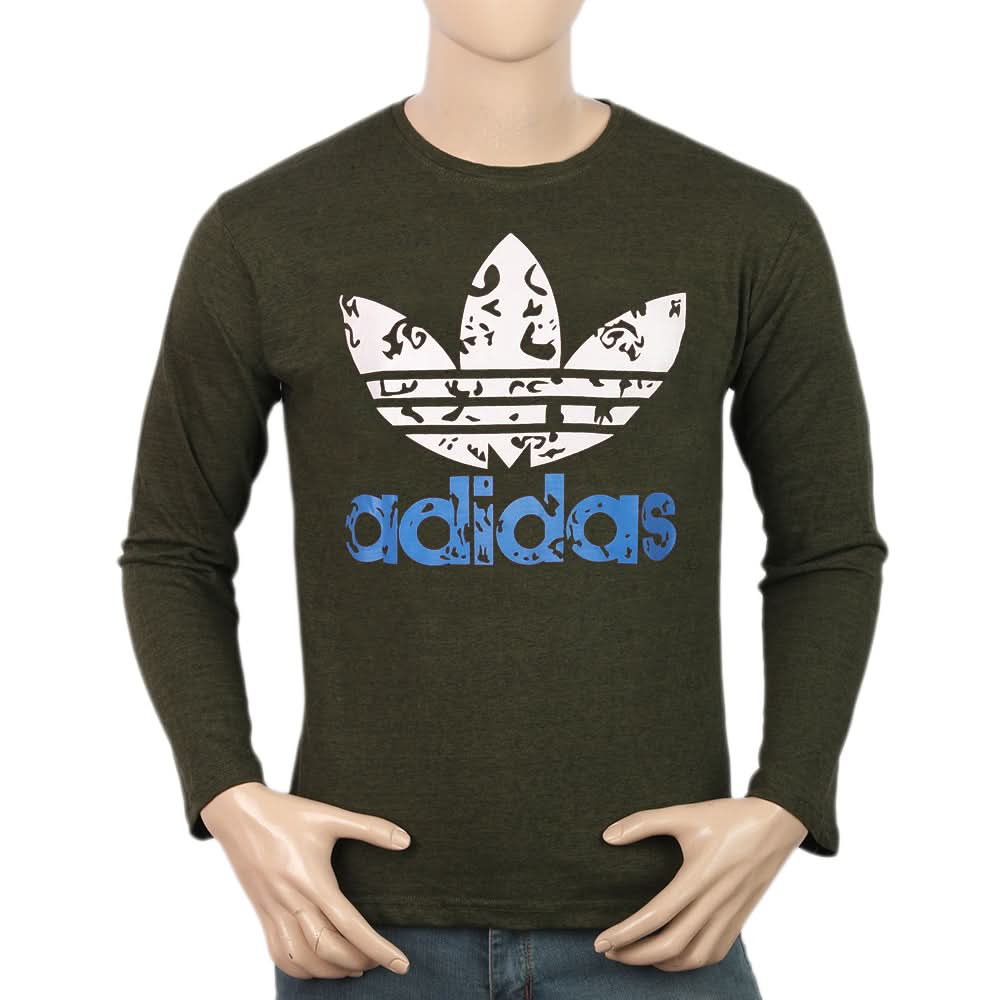 Men's Full Sleeves Twisted T-Shirt - Olive Green, Men, T-Shirts And Polos, Chase Value, Chase Value