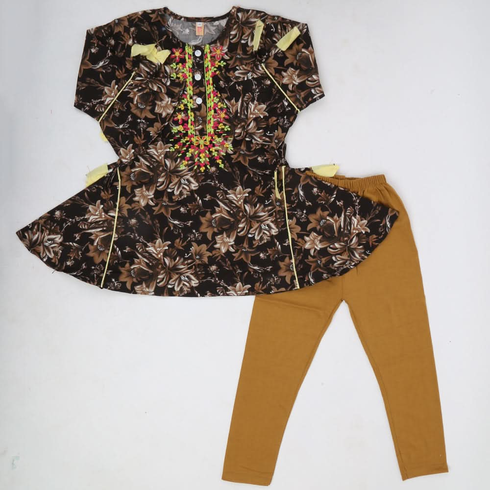 Girls Full Sleeves Tights Suit - Brown, Kids, Girls Sets And Suits, Chase Value, Chase Value
