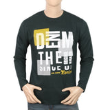 Men's Full Sleeves Printed T-Shirt - Green, Men, T-Shirts And Polos, Chase Value, Chase Value