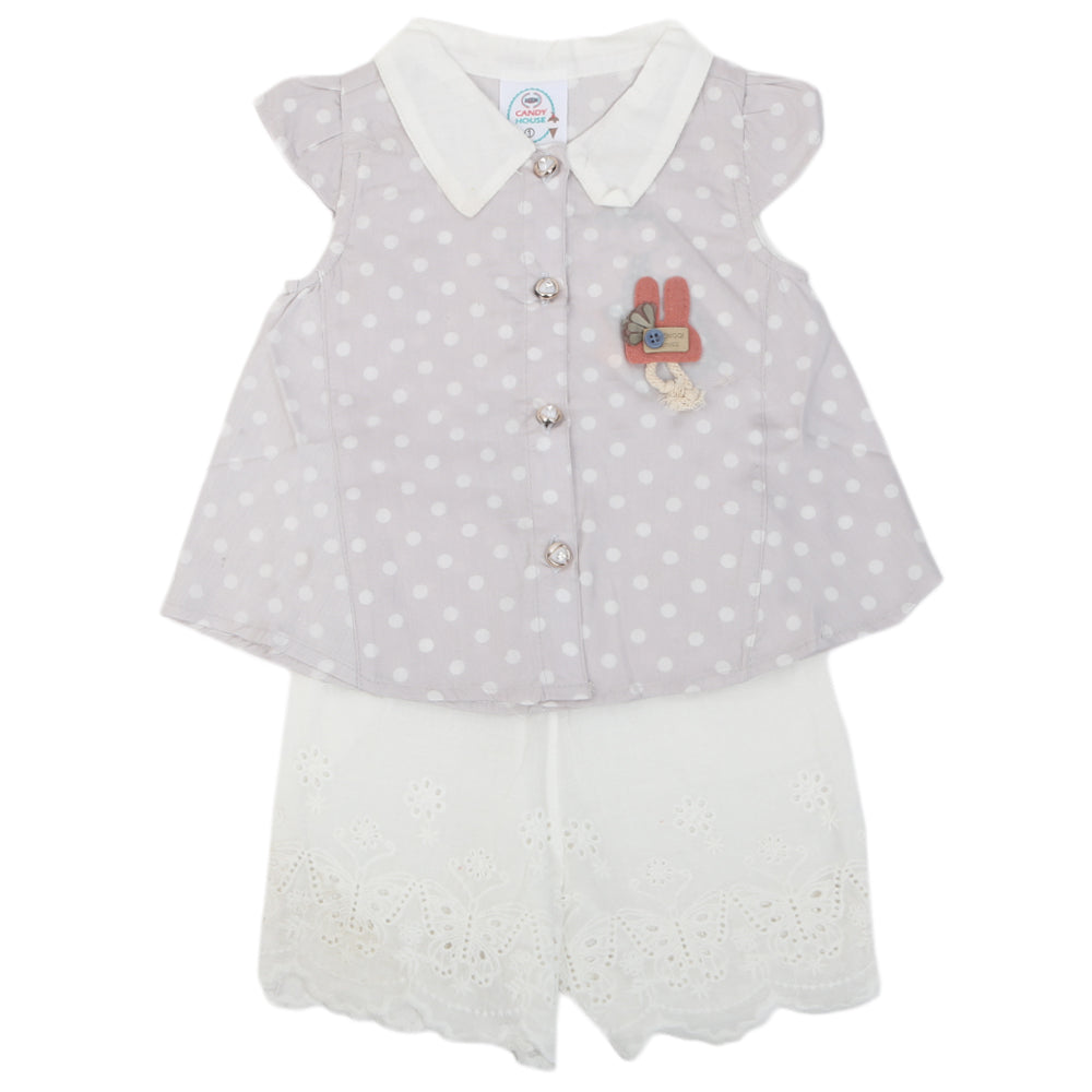 Newborn Girls Half Sleeves Suit - Grey, Kids, New Born Girls Sets And Suits, Chase Value, Chase Value