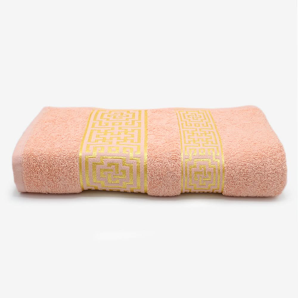 Bath Sheet Greek Border - Peach, Bath Towels, Chase Value, Chase Value