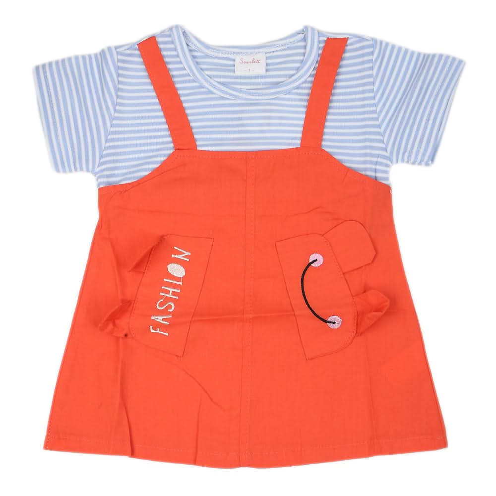 Newborn Girls Frock - Orange, Kids, NB Girls Frocks, Chase Value, Chase Value