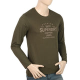 Men's Jersey Full Sleeves T-Shirt - Olive Green, Men, T-Shirts And Polos, Chase Value, Chase Value