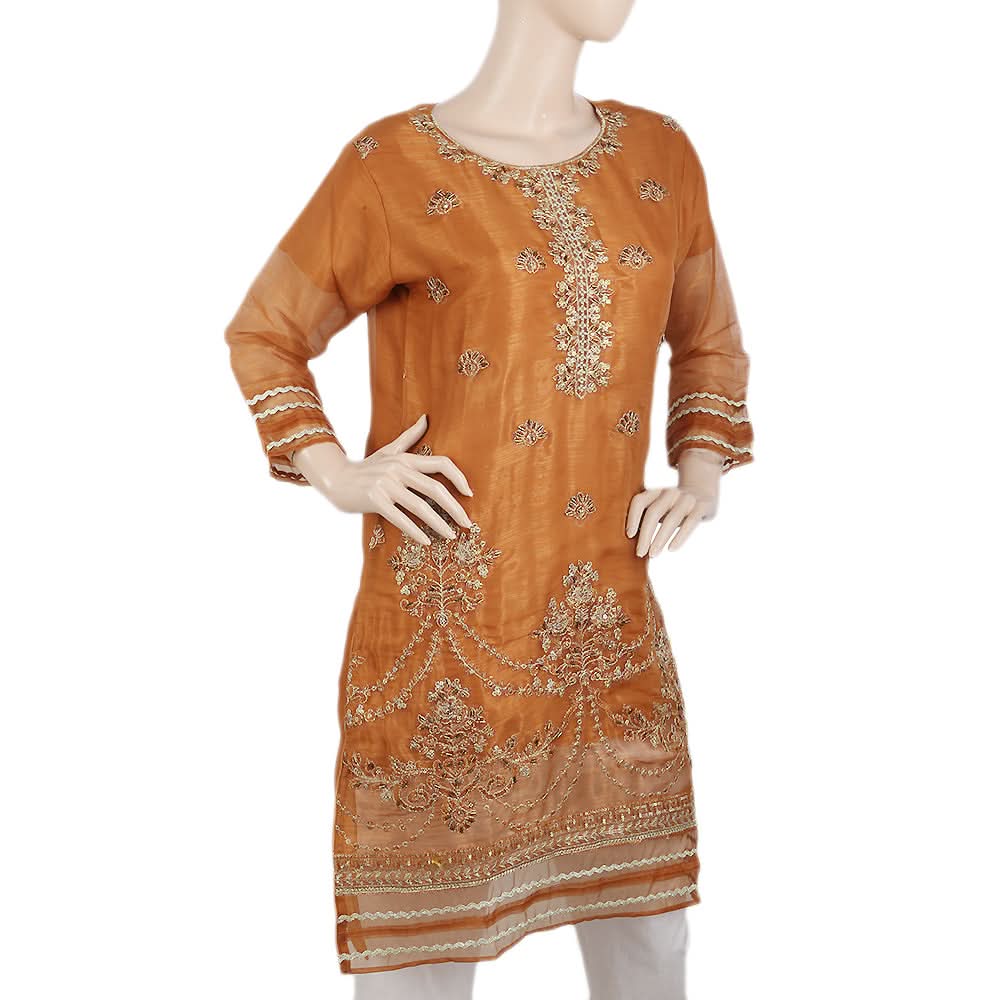 Women's Embroidered Masoori Kurti With Stone - Mustard, Women, Ready Kurtis, Chase Value, Chase Value