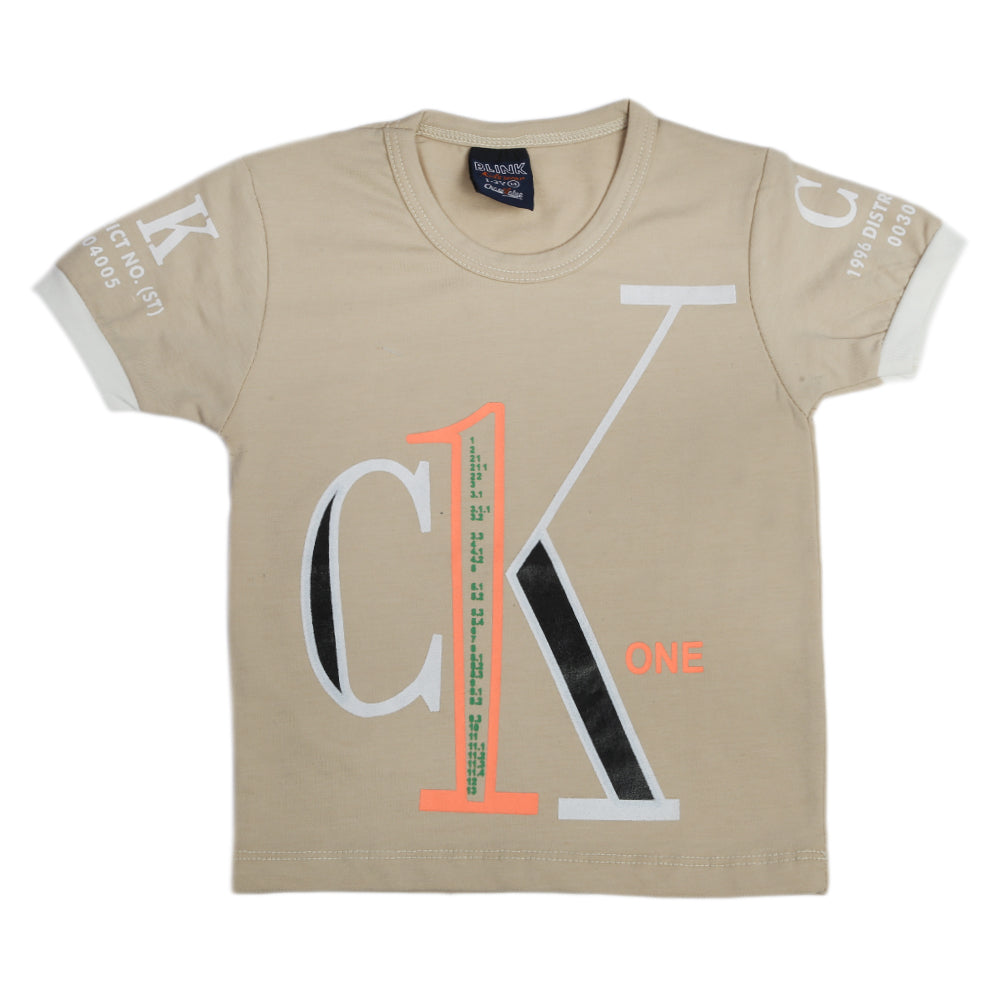 Boys Half Sleeves T-Shirt - Beige, Boys T-Shirts, Chase Value, Chase Value