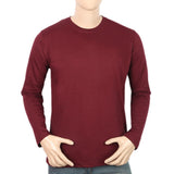 Men's Full Sleeves Logo T-Shirt - Maroon, Men, T-Shirts And Polos, Chase Value, Chase Value