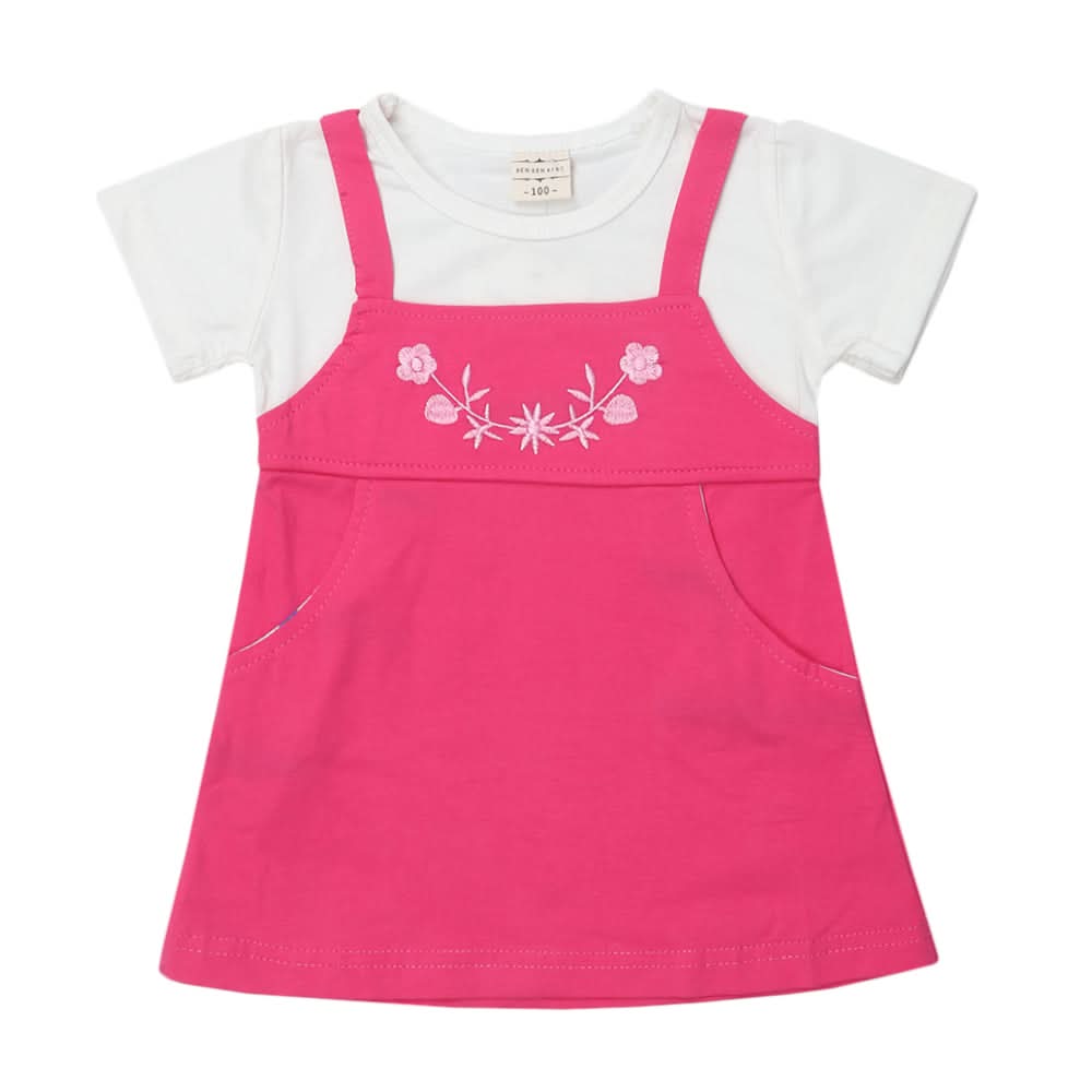 Newborn Girls Half Sleeves Frock - Pink, Kids, Newborn Girls Frocks, Chase Value, Chase Value