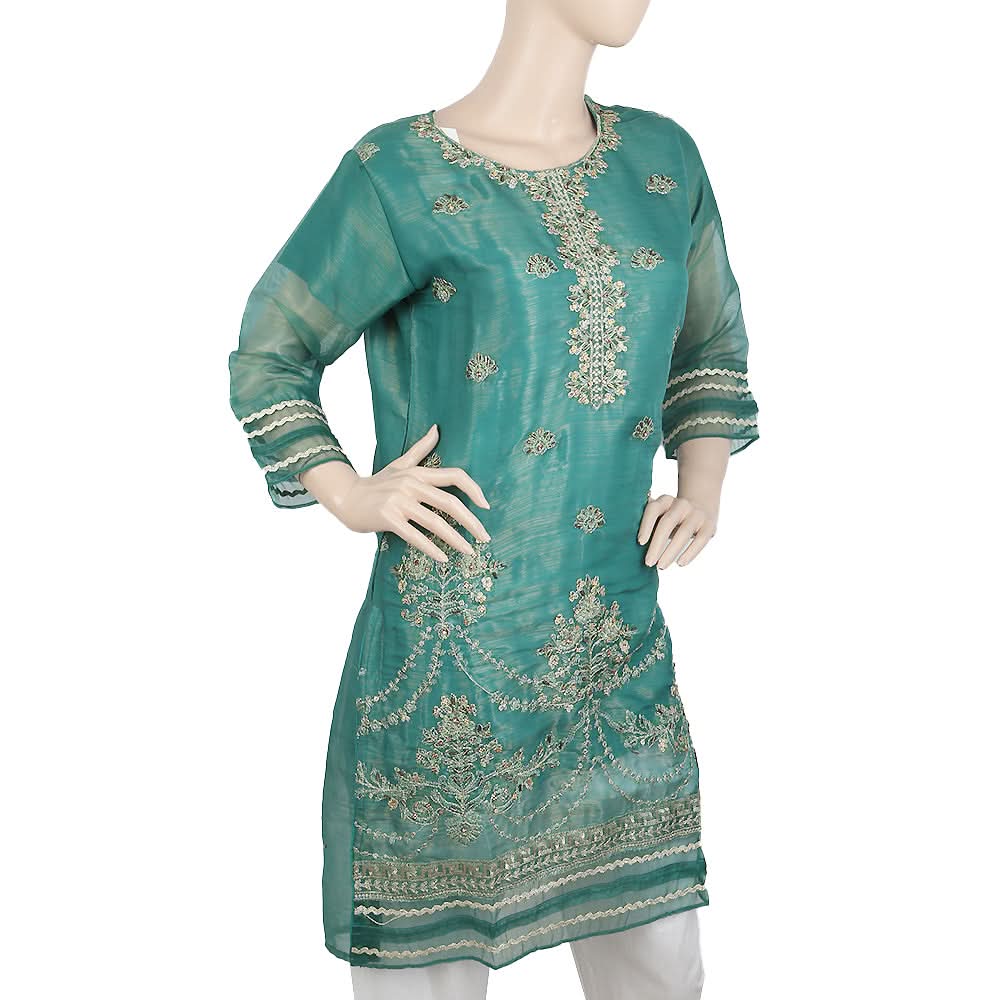 Women's Embroidered Masoori Kurti With Stone - Green, Women, Ready Kurtis, Chase Value, Chase Value