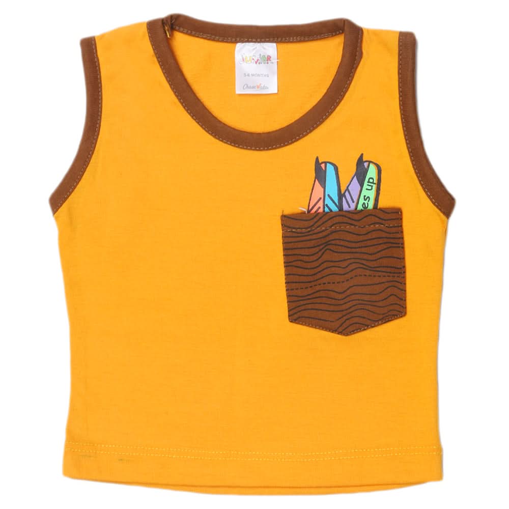 Newborn Boys Sando - Mustard, Kids, New Born Boys Shirts And T-Shirts, Chase Value, Chase Value