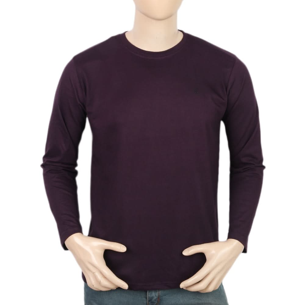 Men's Full Sleeves Logo T-Shirt - Dark Purple, Men, T-Shirts And Polos, Chase Value, Chase Value