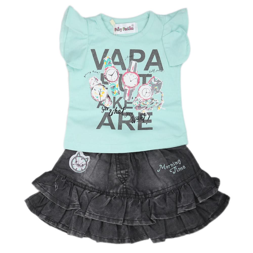 Newborn Girls Half Sleeves Short Suit - Cyan, Kids, NB Girls Sets And Suits, Chase Value, Chase Value
