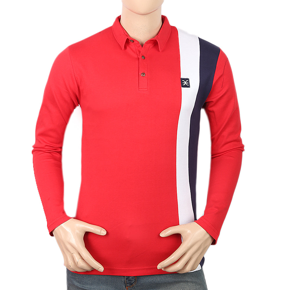 Men's Eminent Full Sleeves Polo T-Shirt - Red, Men, T-Shirts And Polos, Eminent, Chase Value