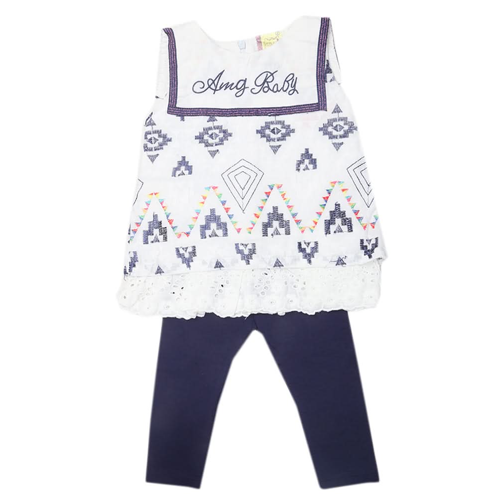 Newborn Girls Half Sleeves Suit - White - B, Kids, Newborn Girls Sets And Suits, Chase Value, Chase Value