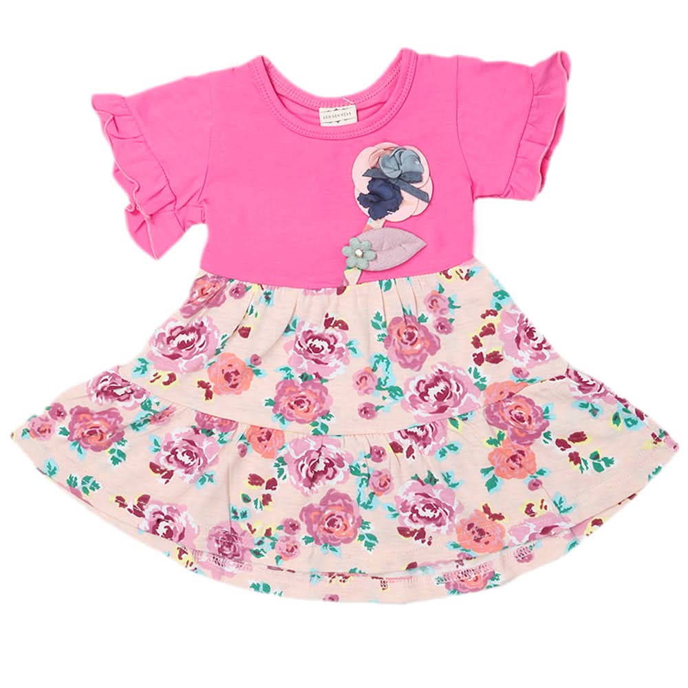 Newborn Girls Half Sleeves Frock - Pink, Kids, Newborn Girls Frocks, Chase Value, Chase Value