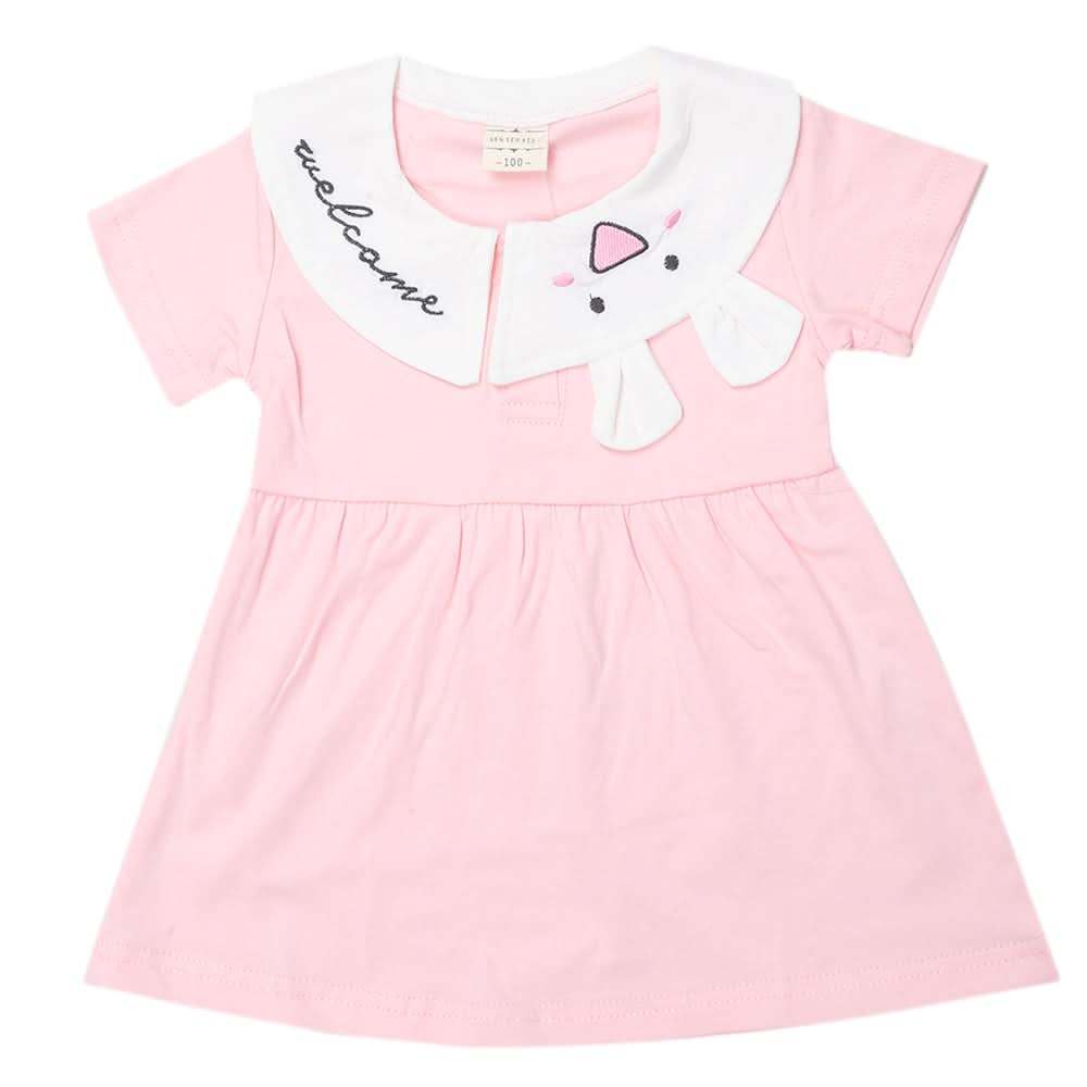 Newborn Girls Half Sleeves Frock - Light Pink, Kids, Newborn Girls Frocks, Chase Value, Chase Value