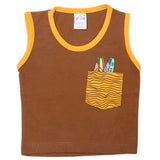 Newborn Boys Sando - Dark Brown, Kids, New Born Boys Shirts And T-Shirts, Chase Value, Chase Value