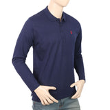 Men's Full Sleeves Plain Polo T-Shirt - Navy Blue, Men, T-Shirts And Polos, Chase Value, Chase Value