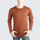 Men's Round Neck Full Sleeves T-Shirt - Brown, Men, T-Shirts And Polos, Chase Value, Chase Value