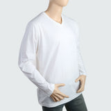 Men's V Neck Full Sleeves T-Shirt - white, Men, T-Shirts And Polos, Chase Value, Chase Value