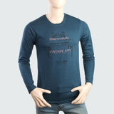 Men's Round Neck Full Sleeves Printed T-Shirt - Sea Green, Men, T-Shirts And Polos, Chase Value, Chase Value