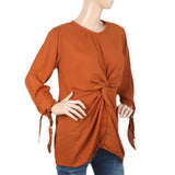 Women Western Top With Cut Sleeve & Beats - Brown, Women, T-Shirts And Tops, Chase Value, Chase Value