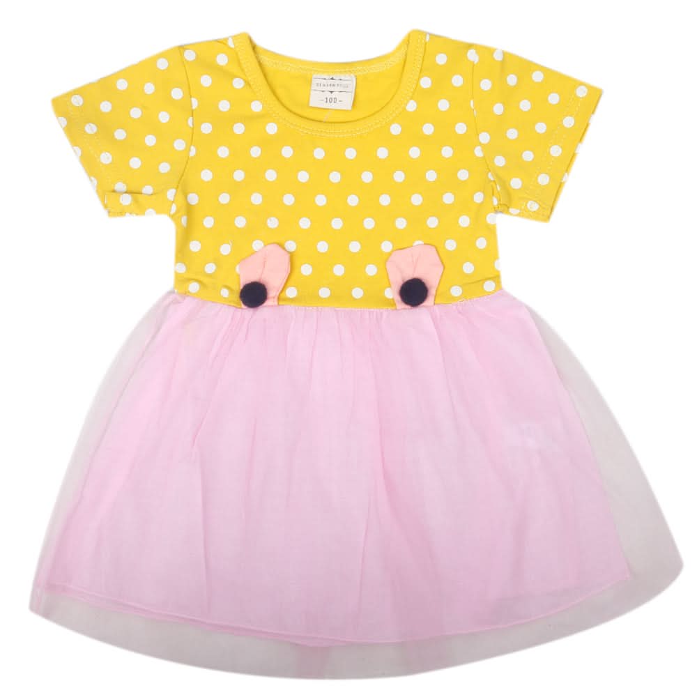 Newborn Girls Half Sleeves Frock - Mustard, Kids, Newborn Girls Frocks, Chase Value, Chase Value