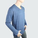 Men's V Neck Full Sleeves T-Shirt - Steel Blue, Men, T-Shirts And Polos, Chase Value, Chase Value