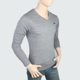 Men's V Neck Full Sleeves T-Shirt - Grey, Men, T-Shirts And Polos, Chase Value, Chase Value