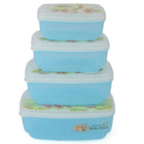 Rabbit Lunch Box 4 Pcs Set - Blue, Home & Lifestyle, Storage Boxes, Chase Value, Chase Value