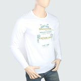 Men's Round Neck Full Sleeves Printed T-Shirt - White, Men, T-Shirts And Polos, Chase Value, Chase Value