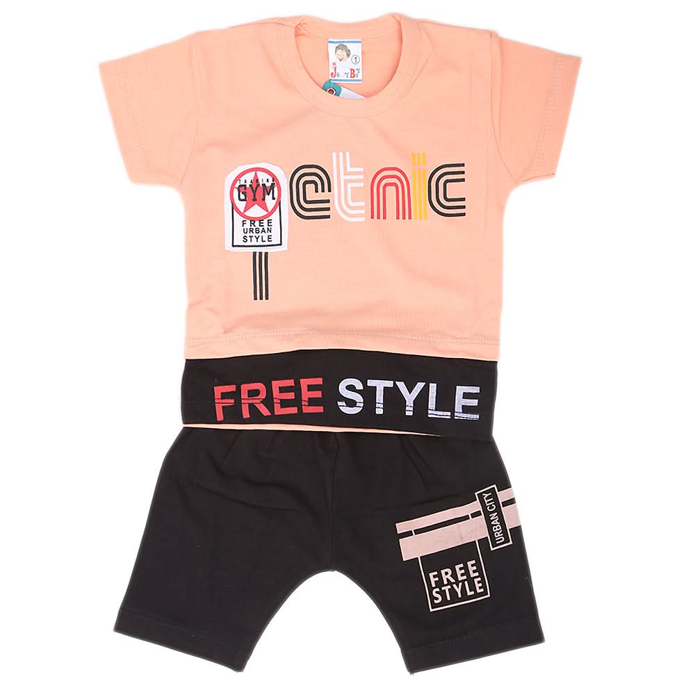 Newborn Boys Half Sleeves Suit - Peach, Kids, NB Boys Sets And Suits, Chase Value, Chase Value