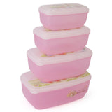 Rabbit Lunch Box 4 Pcs Set - Pink, Home & Lifestyle, Storage Boxes, Chase Value, Chase Value