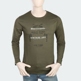 Men's Round Neck Full Sleeves Printed T-Shirt - Green, Men, T-Shirts And Polos, Chase Value, Chase Value
